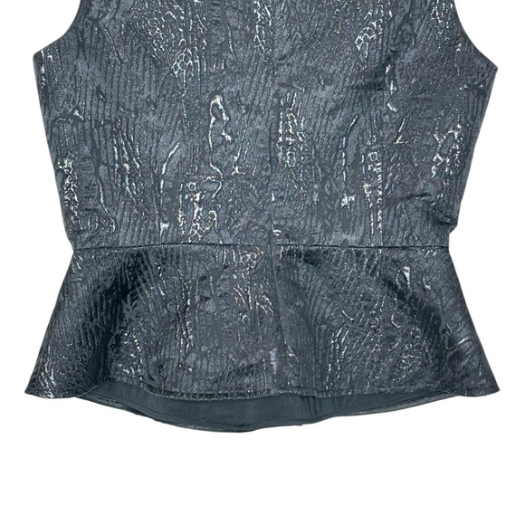 Amen Couture Black Beaded Jacquard Peplum Cocktail Top | Size 4 - Picture 8 of 10